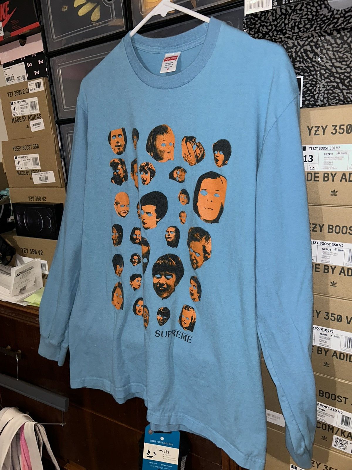 Supreme Supreme Faces Long-Sleeve Tee FW19 Light Slate size Medium Size US M / EU 48-50 / 2 - 2 Thumbnail