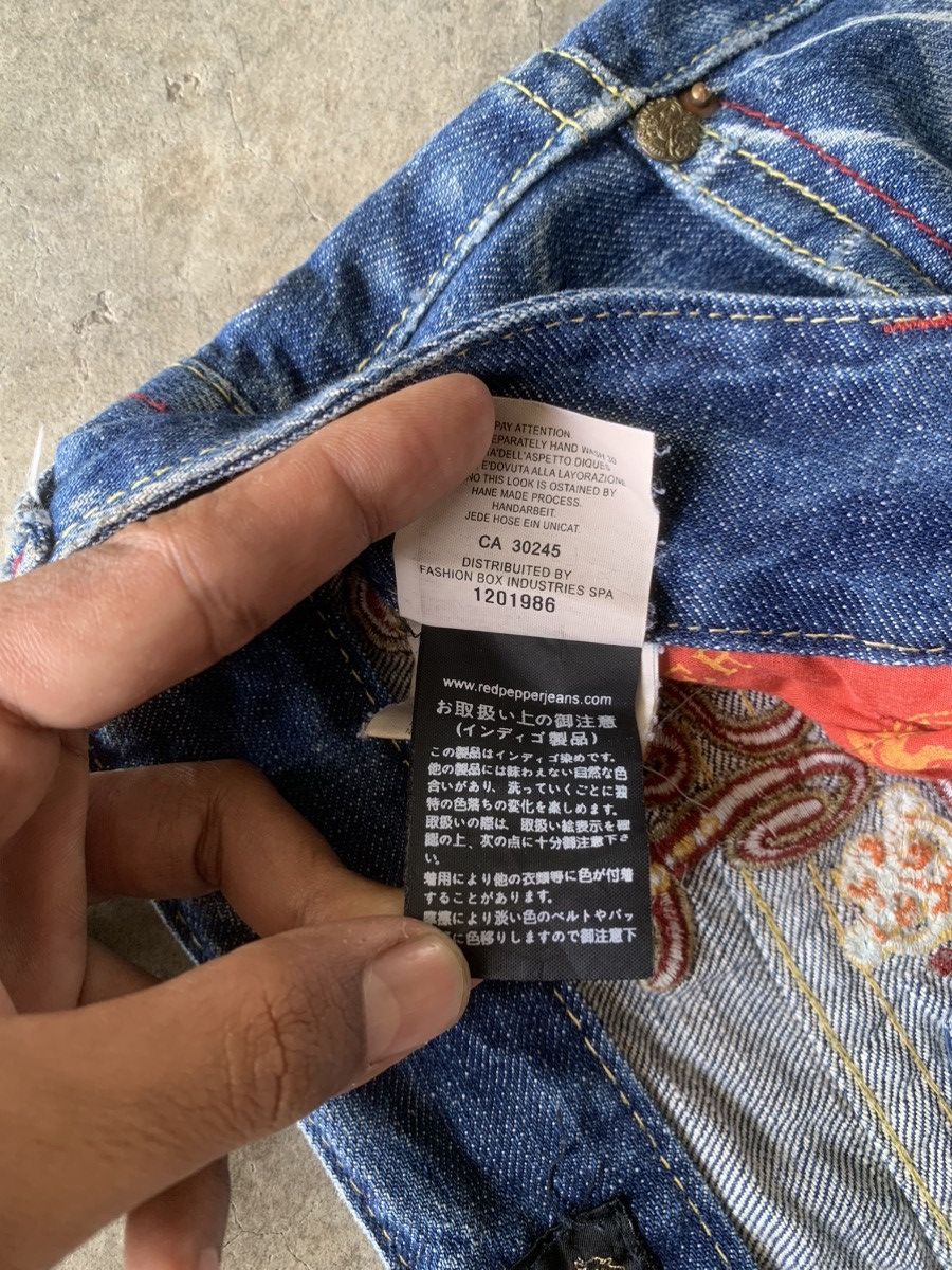 14th Addiction × If Six Was Nine × Japanese Brand Vintage Red Pepper Embroidery Bootcut Jeans Size US 33 - 9 Thumbnail