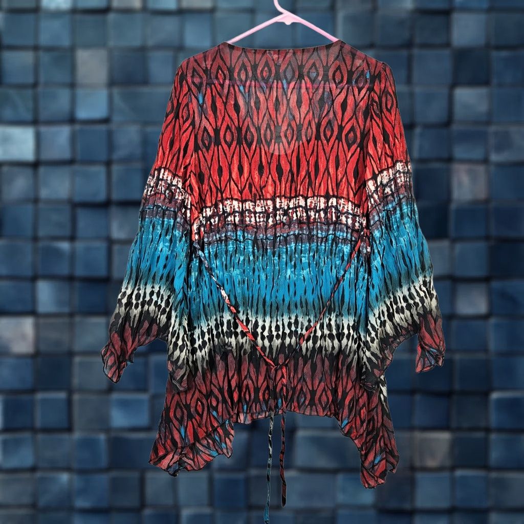 Bell Per una M&S Blouse Size 14 Women's Long Bell Sleeve Tie-dye pattern Stretch Size XL / US 12-14 / IT 48-50 - 1 Thumbnail