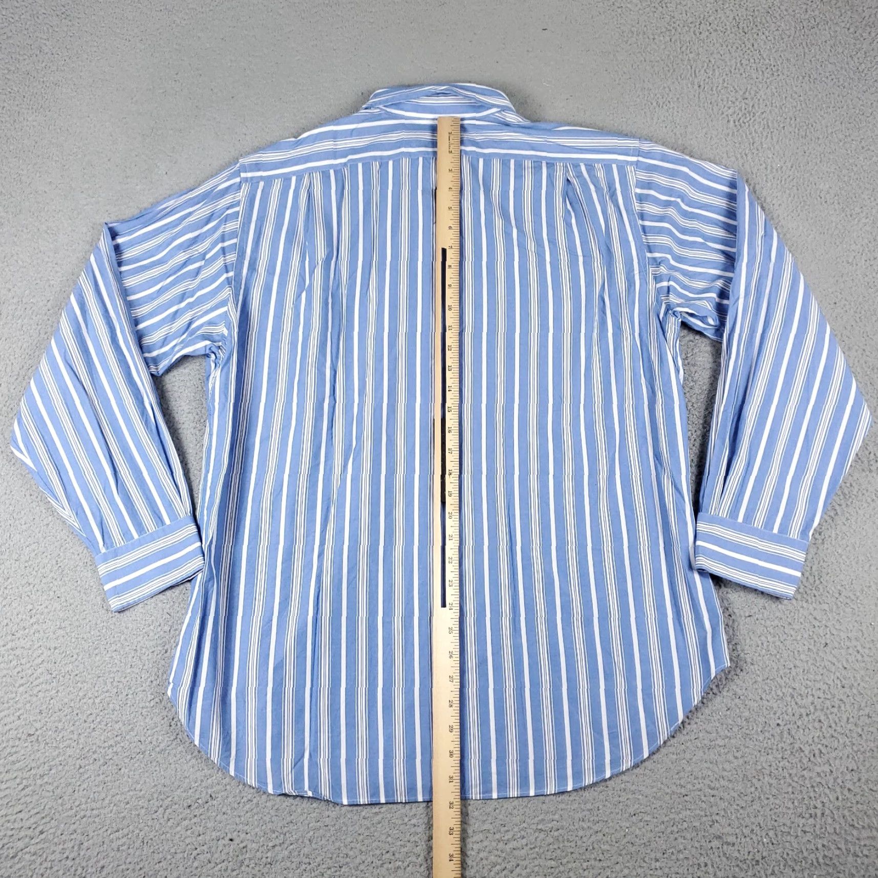 Ralph Lauren Ralph Lauren Dress Shirt Mens 17.5 Blue Striped Long Sleeve Button Up Regular Fit Size 46R - 3 Thumbnail