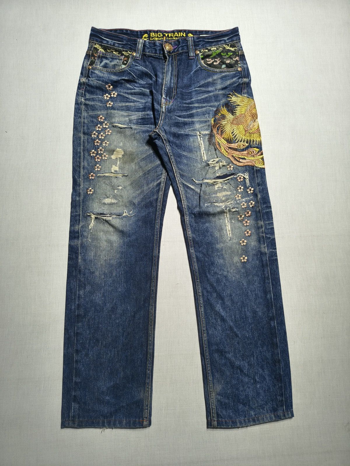 Japanese Brand Big Train Phoenix Embroidered Denim Jeans 🐦‍🔥(031) Size US 34 / EU 50 - 1 Thumbnail