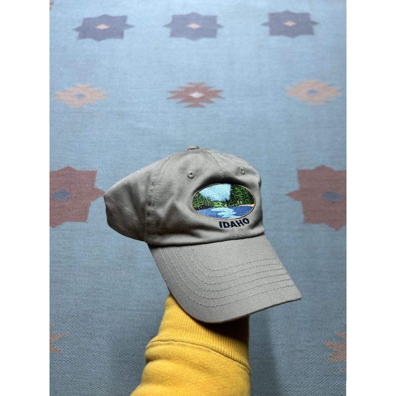 Vintage VINTAGE strapback hat cap Idaho river nature embroidered beige tan adjustable Size ONE SIZE - 2 Thumbnail