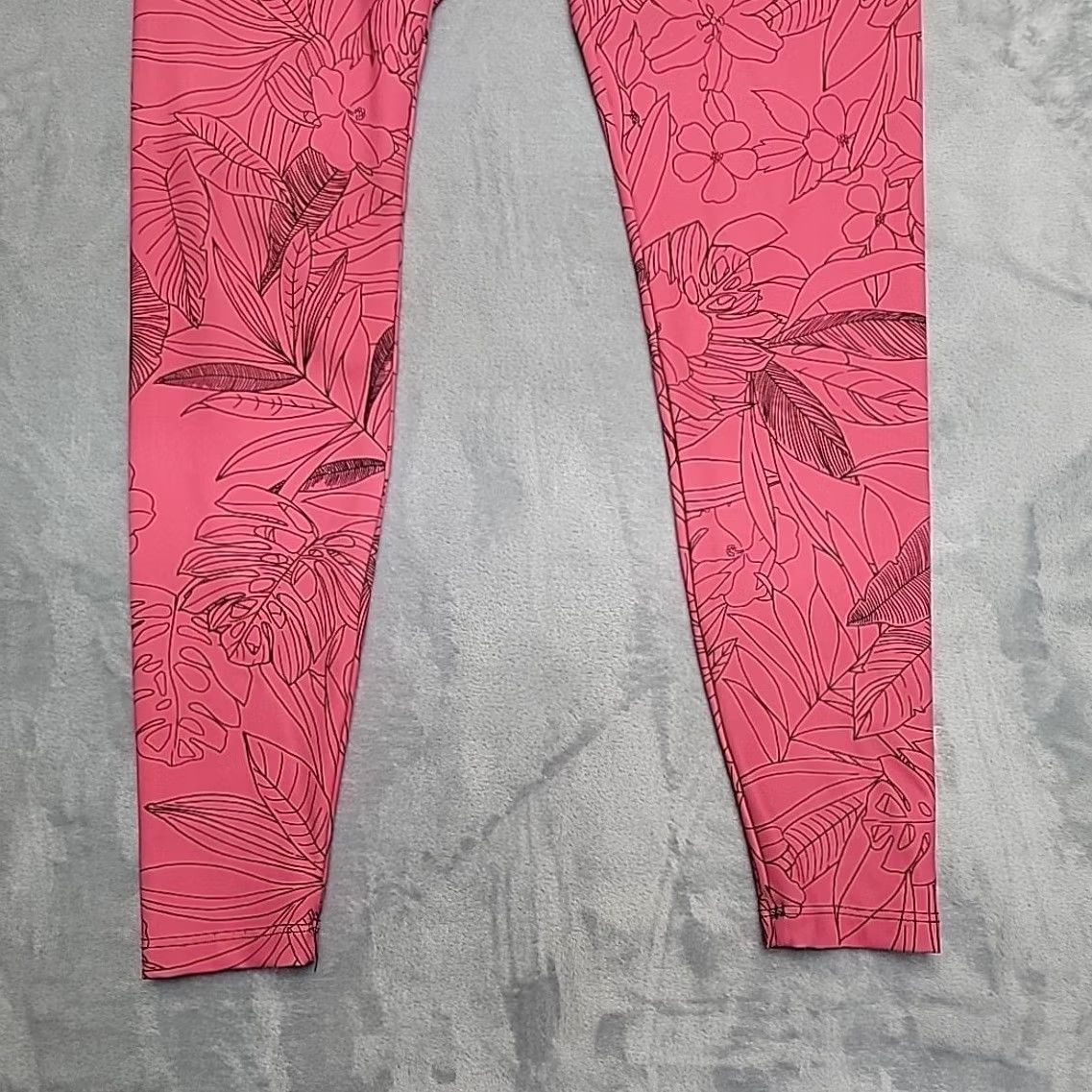 Vintage Shredly Pants Womens Large Pink Floral Legging Yoga Athleisure Made in USA Size 36" / US 14 / IT 50 - 2 Thumbnail