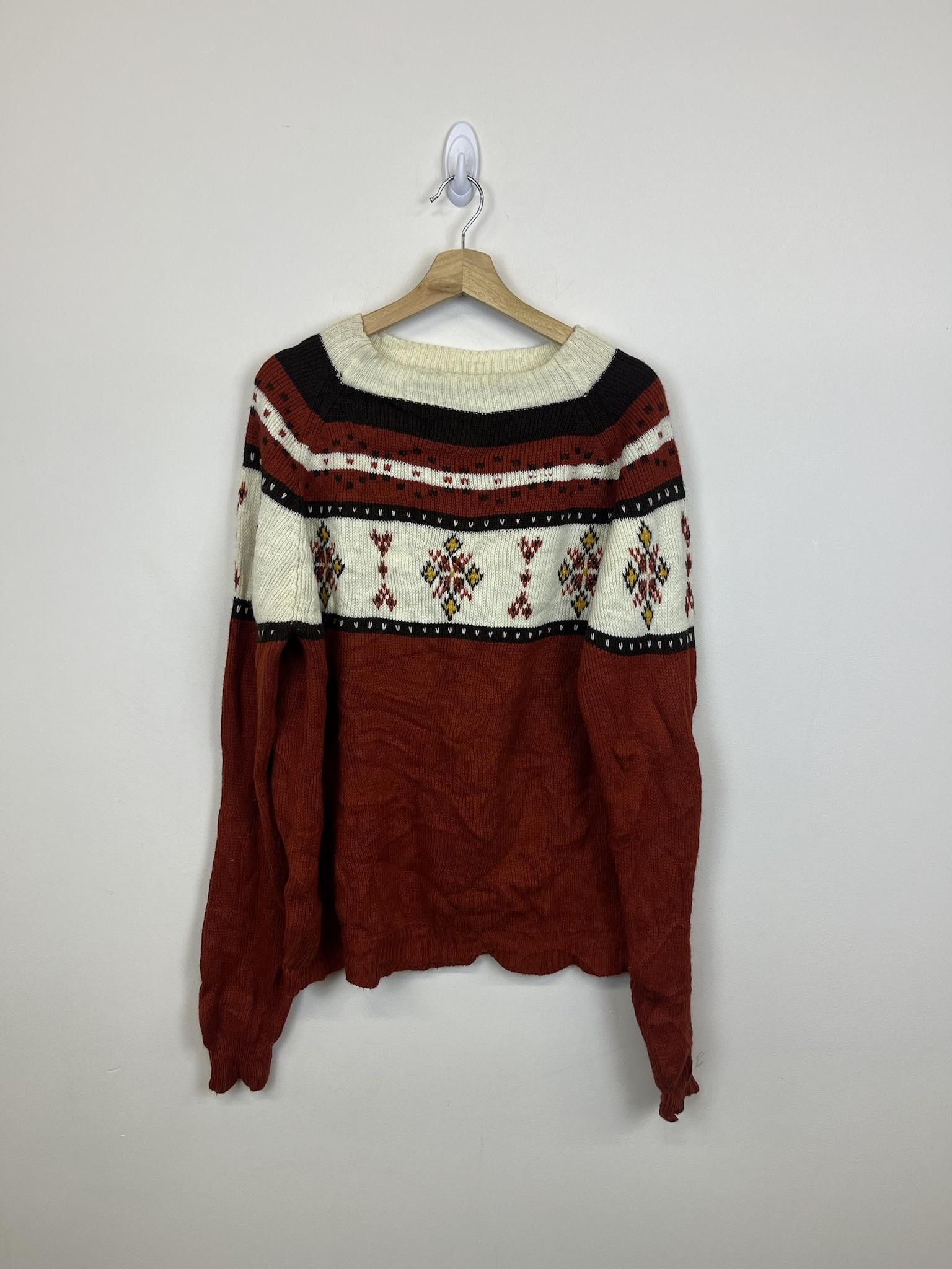 Vintage Vintage 1970's JCPenney Autumn Diamond Thick Neck Knit Size US XL / EU 56 / 4 - 1 Thumbnail