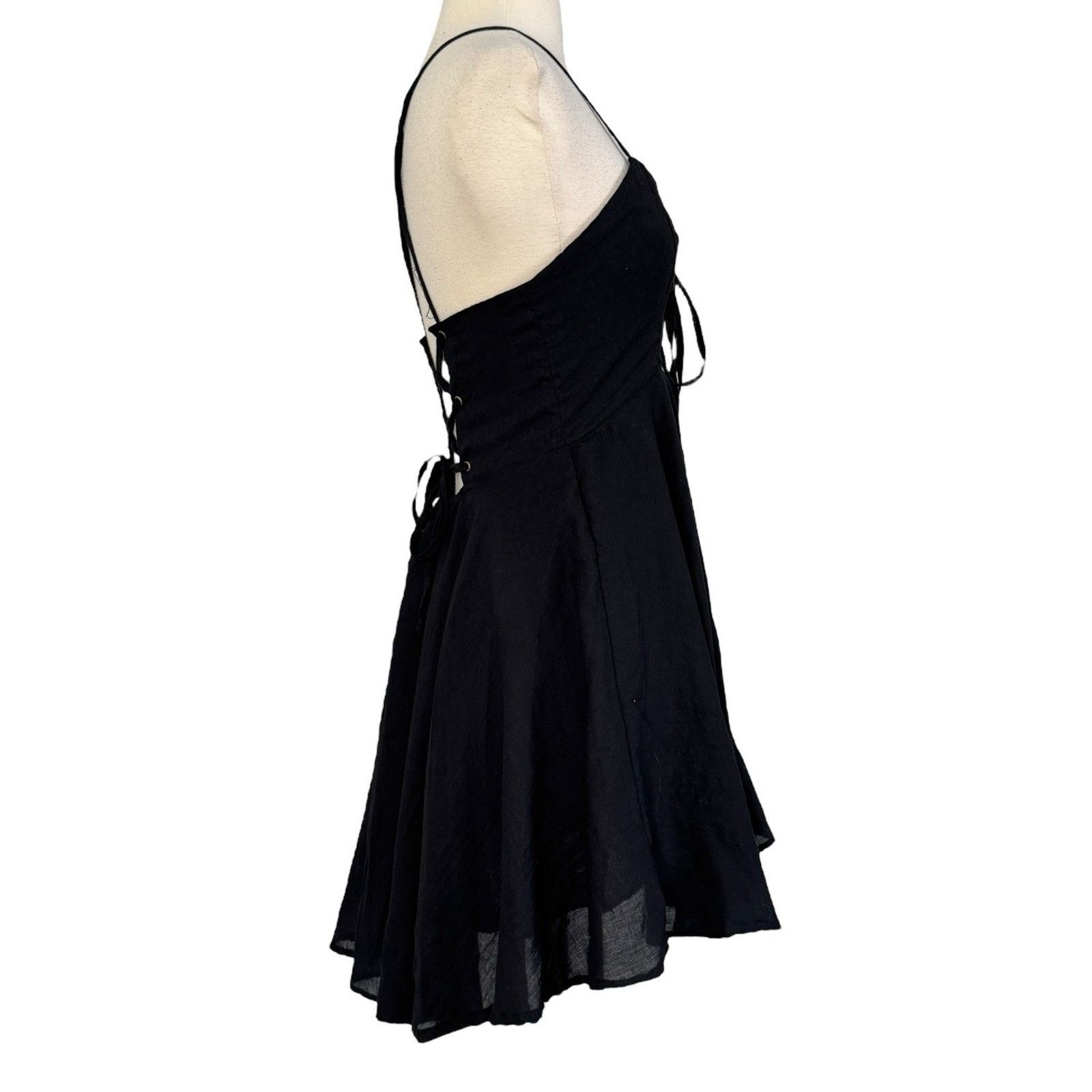 Other STELLA Lace Up Corset Mini Noni Dress Black Layered Ruffled Size ONE SIZE - 7 Thumbnail
