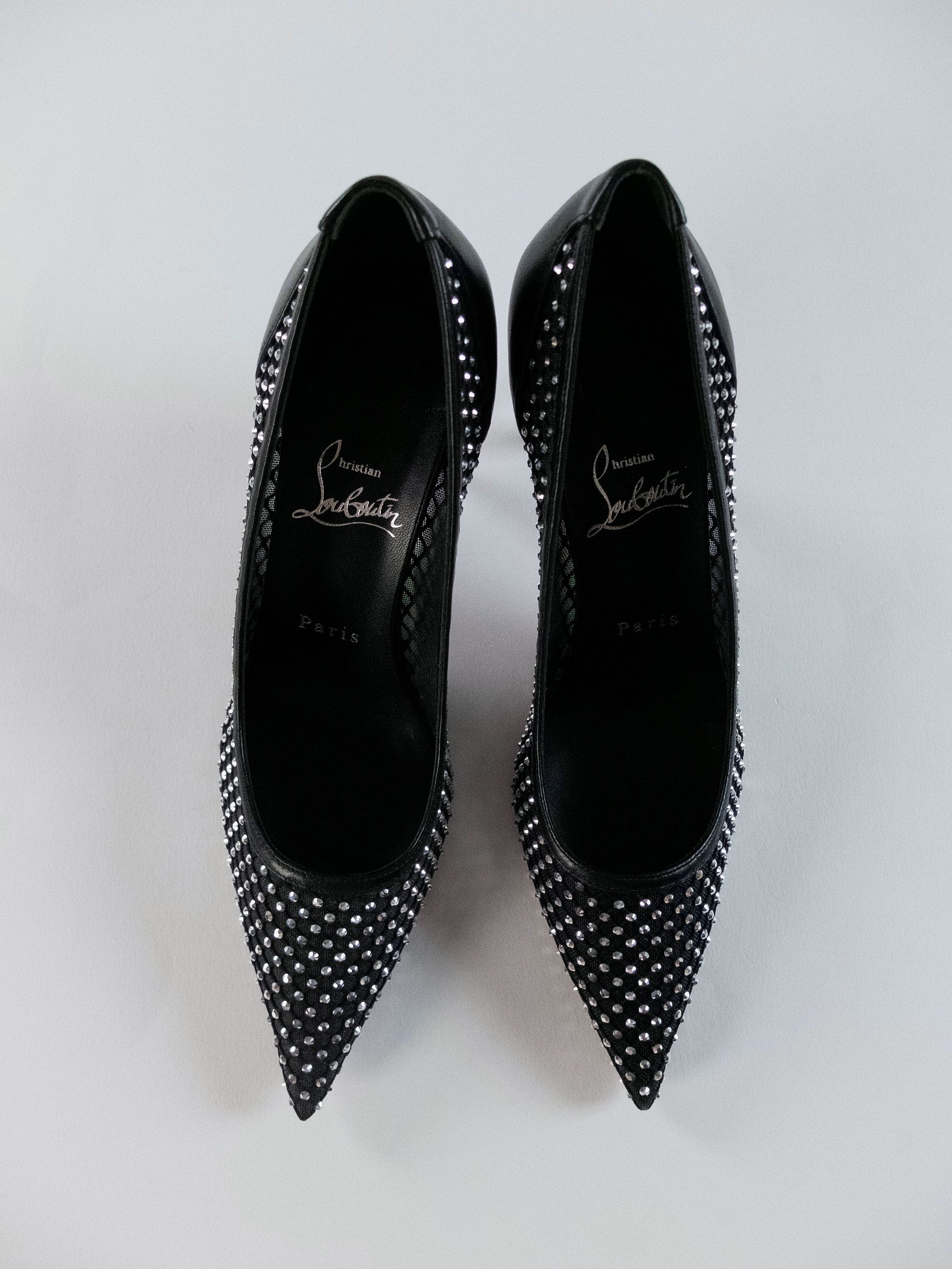 Christian Louboutin CHRISTIAN LOUBOUTIN Apostropha Mesh Strass black pumps 37.5 Size US 7.5 / IT 37.5 - 4 Thumbnail