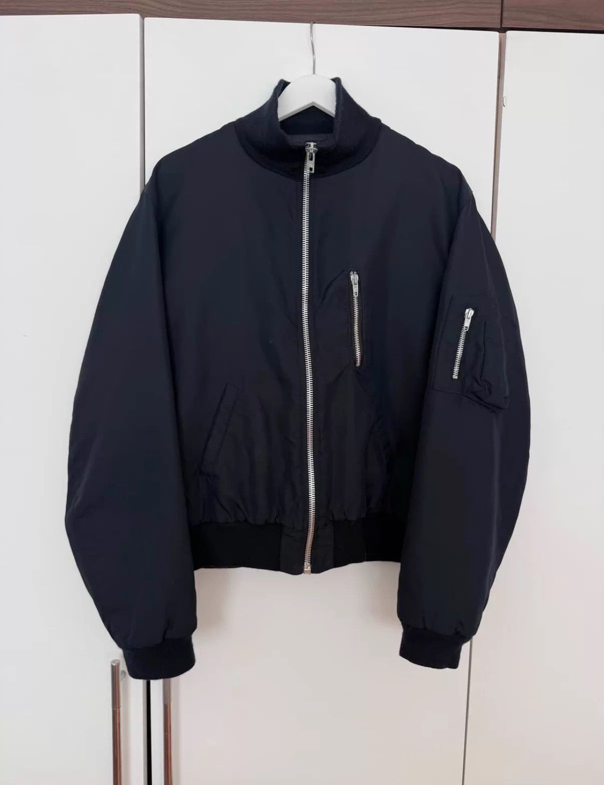 Helmut Lang Black Bomber Jacket with Zip Pockets - Size M Size US M / EU 48-50 / 2 - 1 Thumbnail