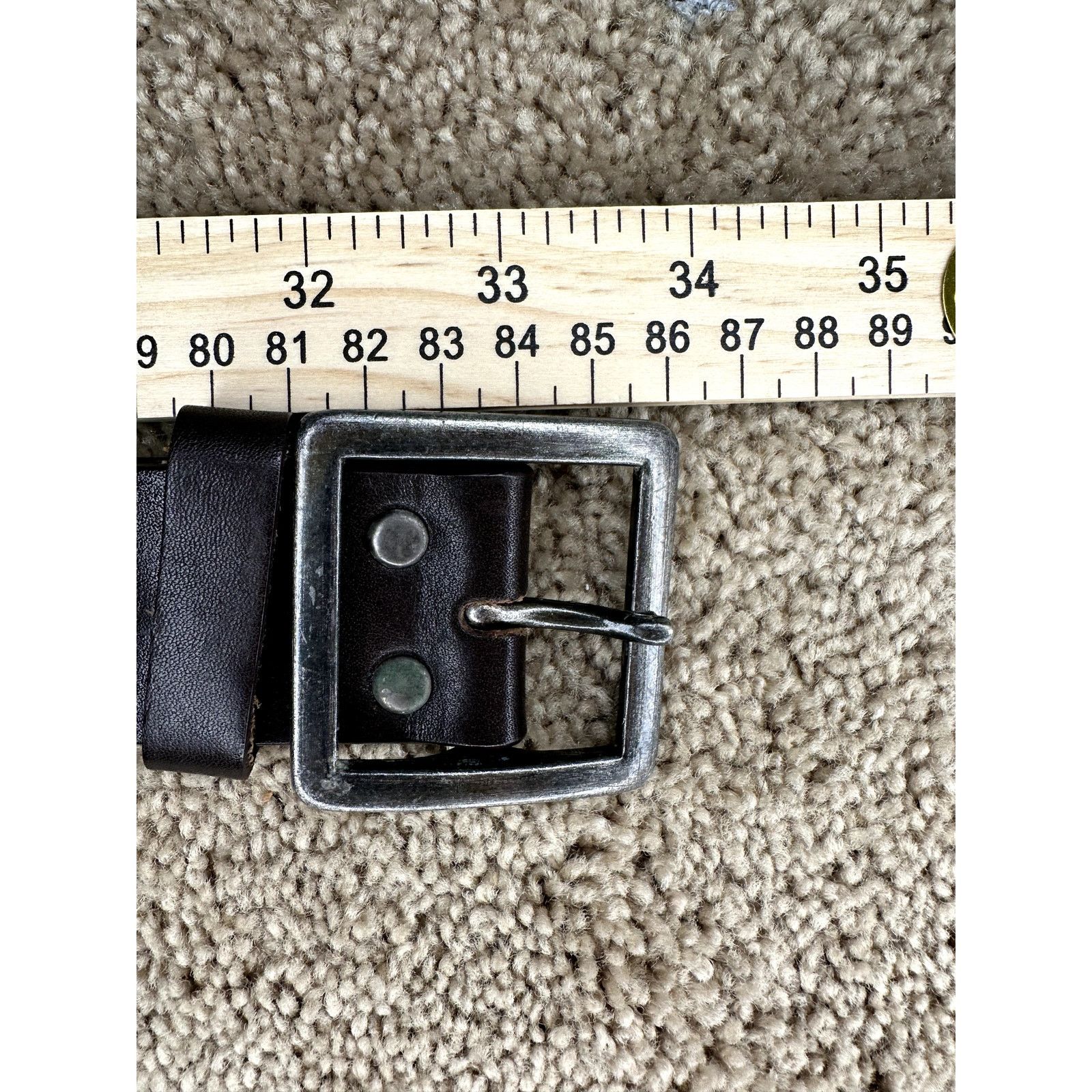 Other PLACE Leather Adjustable Silver Buckle Belt Brown Length 34" Size ONE SIZE - 6 Thumbnail
