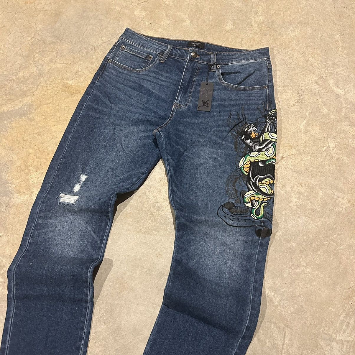 Ed Hardy × Vintage Crazy Vintage Y2K Ed Hardy Spellout Embroidered Jeans Skater Size US 36 / EU 52 - 6 Thumbnail