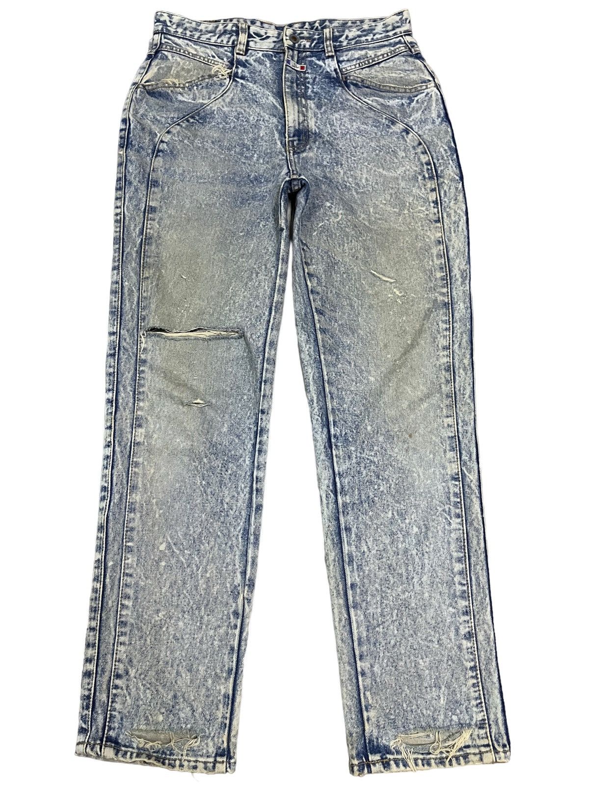 Vintage Coat of arms acid blue wash Style Jeans