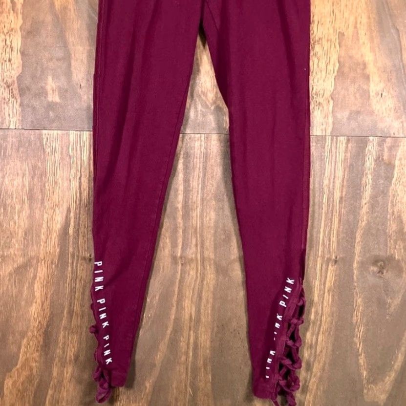 Vintage VINTAGE Victoria's Secret PINK Yoga Womens Pants Maroon Activewear Leggings XS Size 26" / US 2 / IT 38 - 3 Thumbnail