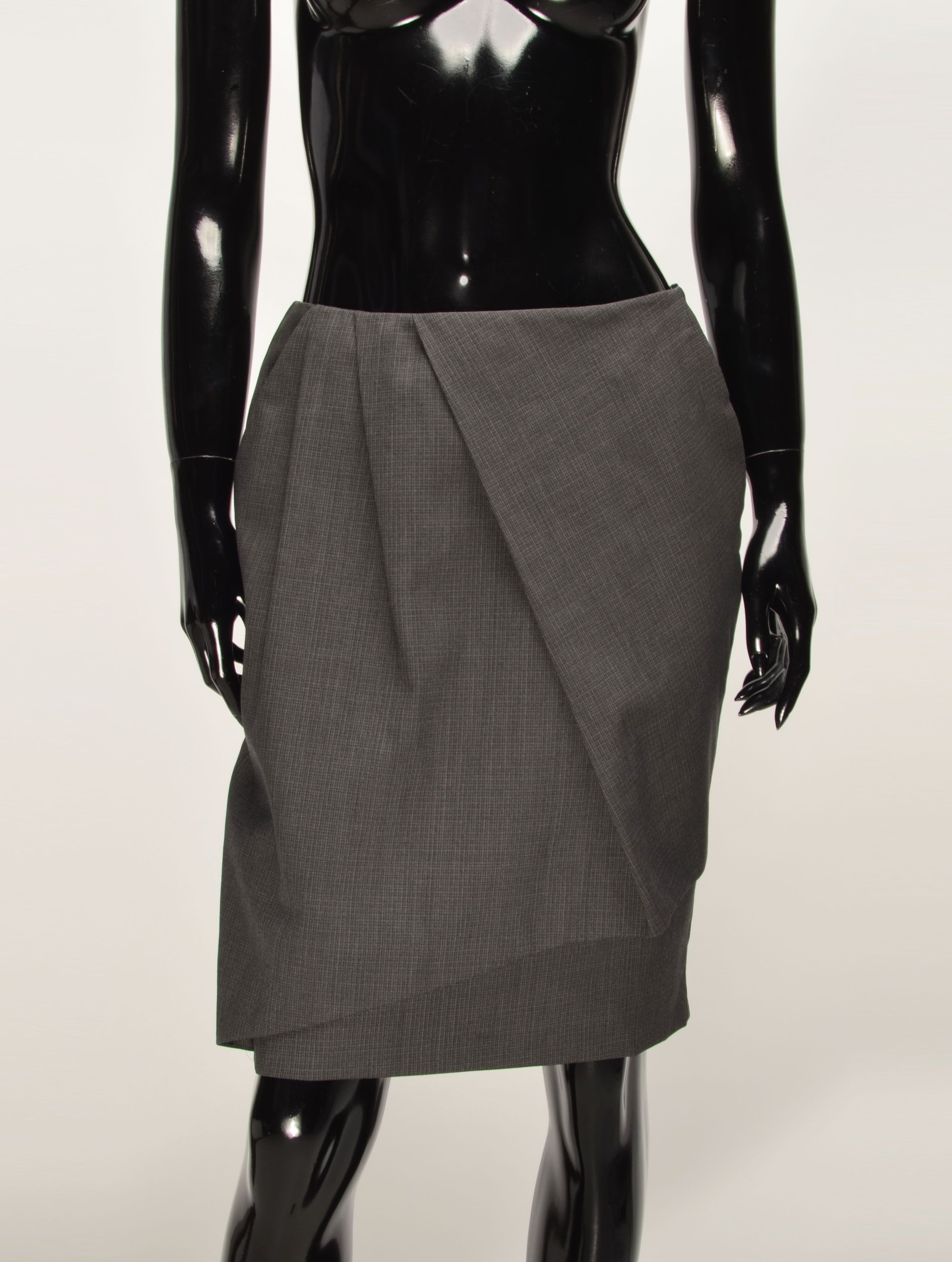Weekend Max Mara Max Mara Grey Wool Blend Draped Pencil Skirt Size 28" / US 6 / IT 42 - 1 Thumbnail
