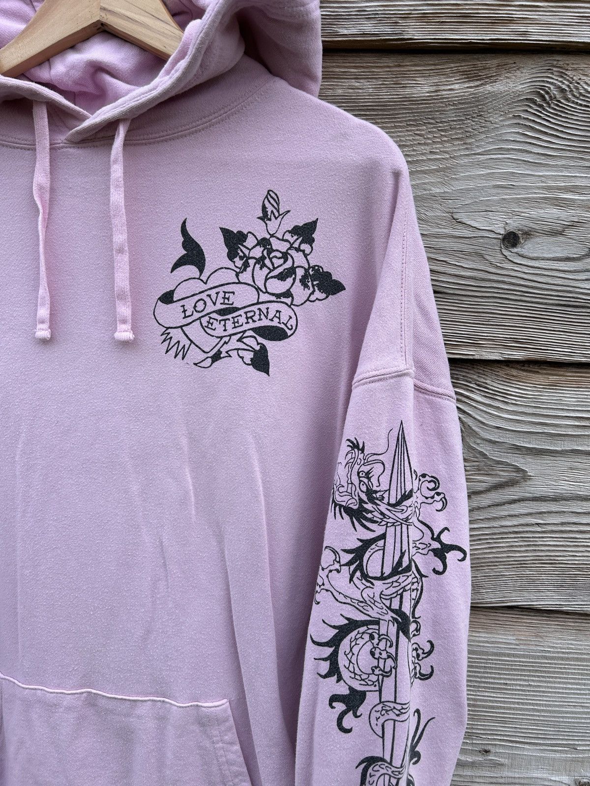 Christian Audigier Ed Hardy Womens Love Eternal Relaxed Hoodie In Pink Size S / US 4 / IT 40 - 4 Thumbnail