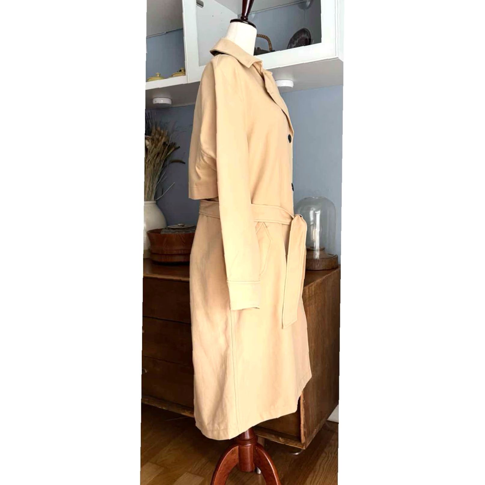 Rag & Bone Rag & Bone Trench Coat Women Beige Cotton Khaki Size M Classic Style 42”-47.5” 21” Pit to Pit Button Tie Coat Size M / US 6-8 / IT 42-44 - 3 Thumbnail