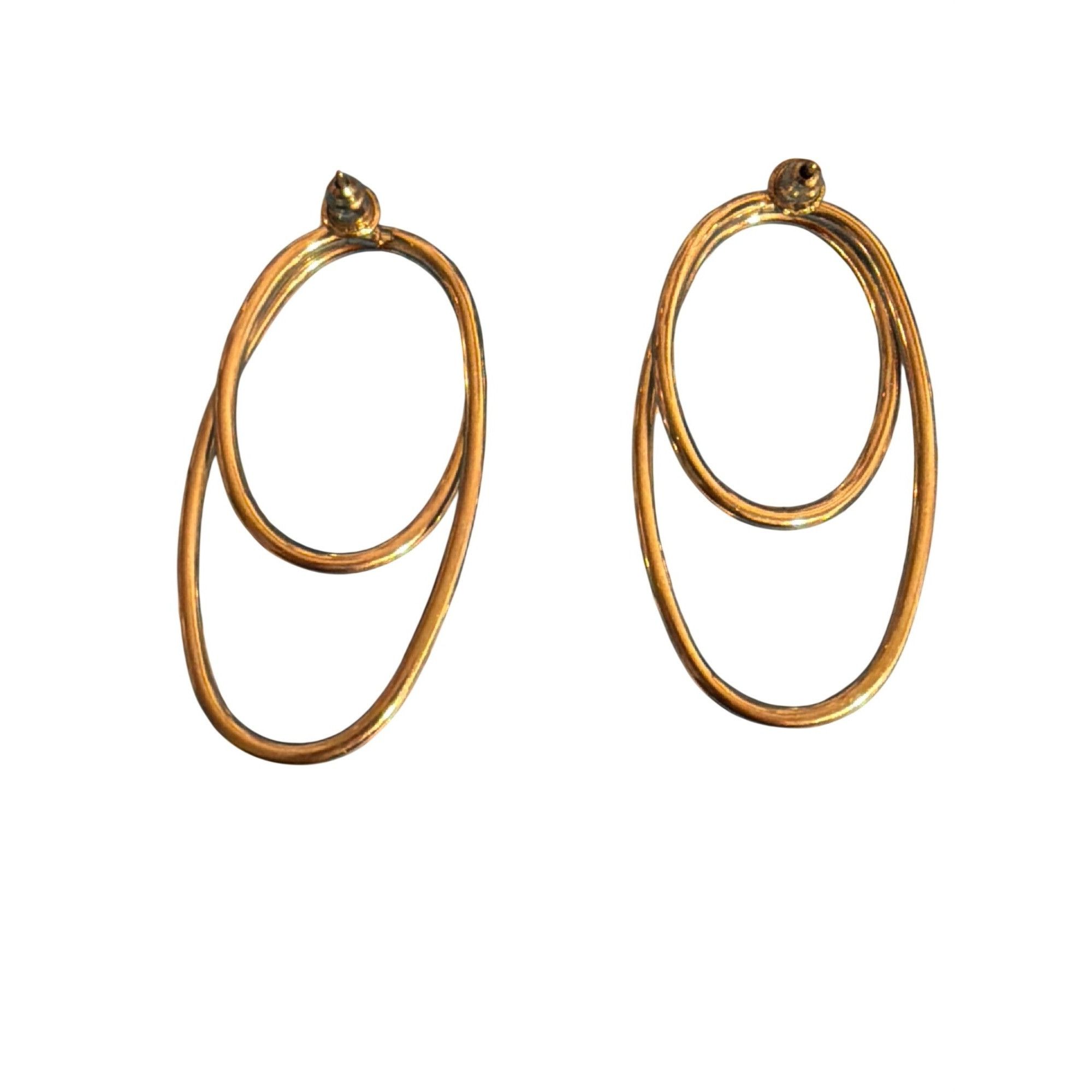 Other Silver Double Oval Drop Earrings Paperclip Pierced 2" Drop 1 Size ONE SIZE - 4 Thumbnail