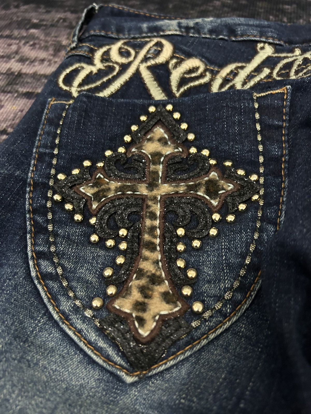 Ed Hardy Redpepper Cross Leopard Slim Jeans Size US 27 - 9 Thumbnail