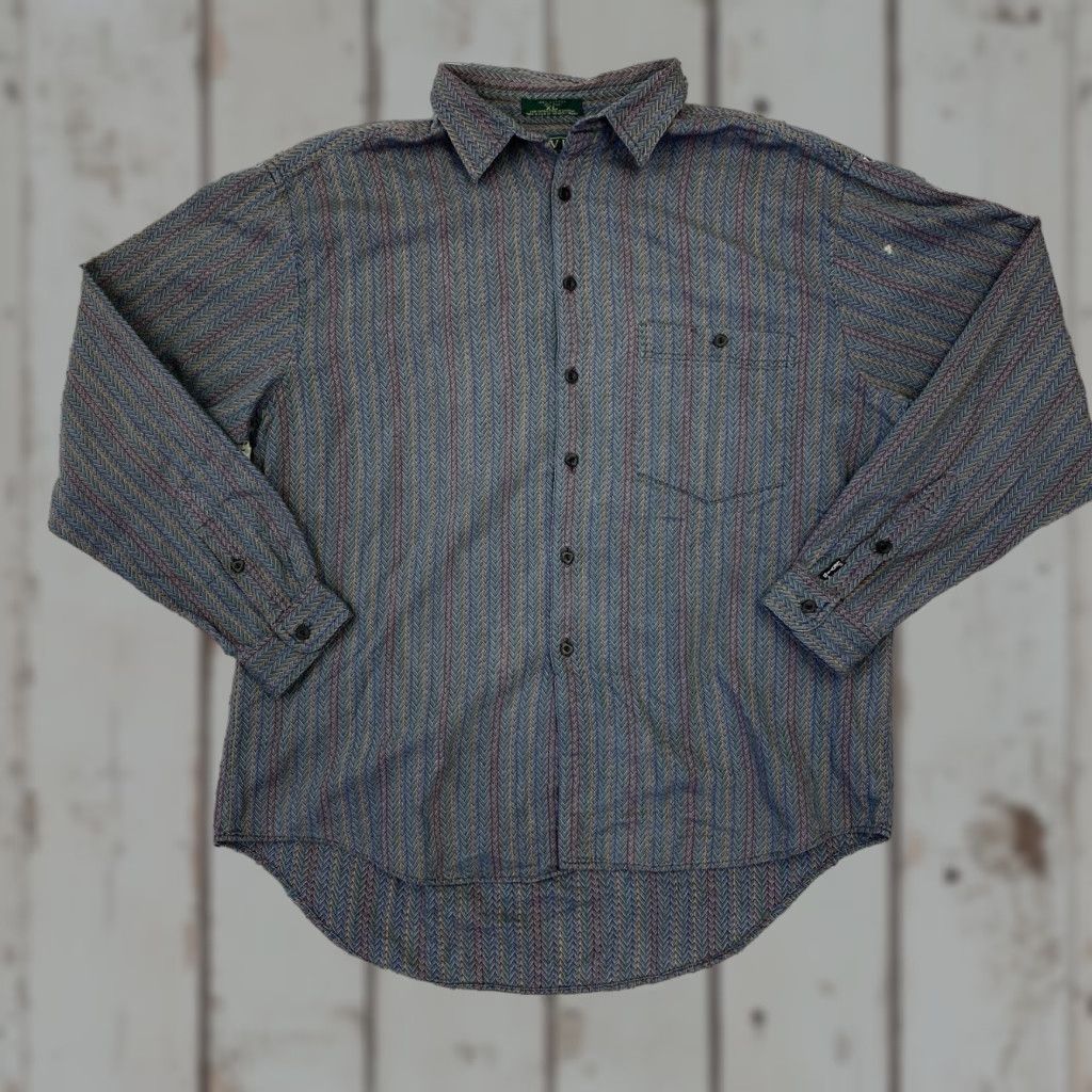 Levi's VINTAGE Levi's Shirt Mens XL Green Flannel Button-Up Sutter Creek 80s 90s Geometric Long Sleeve Cotton Button Size US XL / EU 56 / 4 - 1 Thumbnail