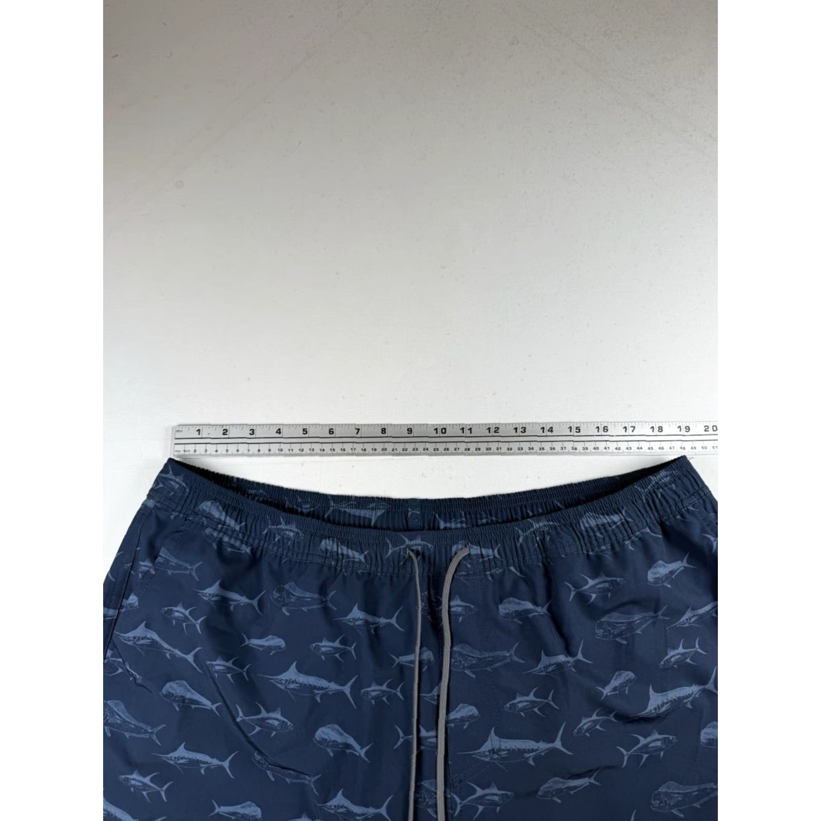 Swims AFTCO Swim Shorts Men’s 2XL Navy 5.5” Inseam Fisherman Shark Animal Print Beach Surfing Pockets Drawstring Lined Polyester Bottom Men Size US 39 - 3 Thumbnail