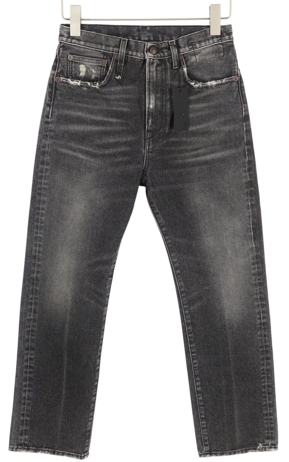 R13 COURTNEY SLIM 27 Everit Black Faded Zip Distress 86235 Size 27" / US 4 / IT 40 - 2 Thumbnail