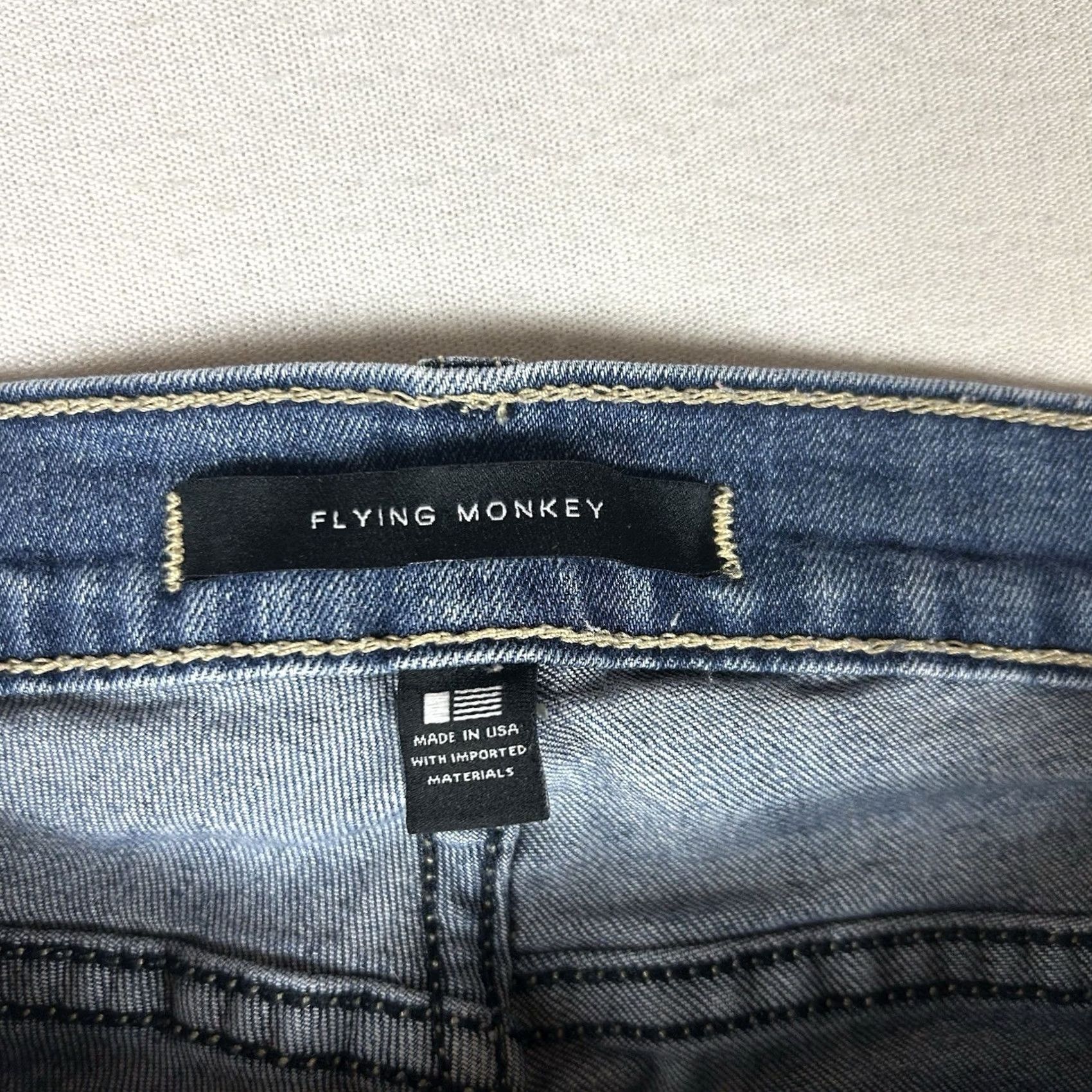 Vintage Flying Monkey Jeans Womens Size 27 Blue Denim Distressed Stretch Skinny Low Rise 5-Pocket Denim Pants Women Size 27" / US 4 / IT 40 - 6 Thumbnail