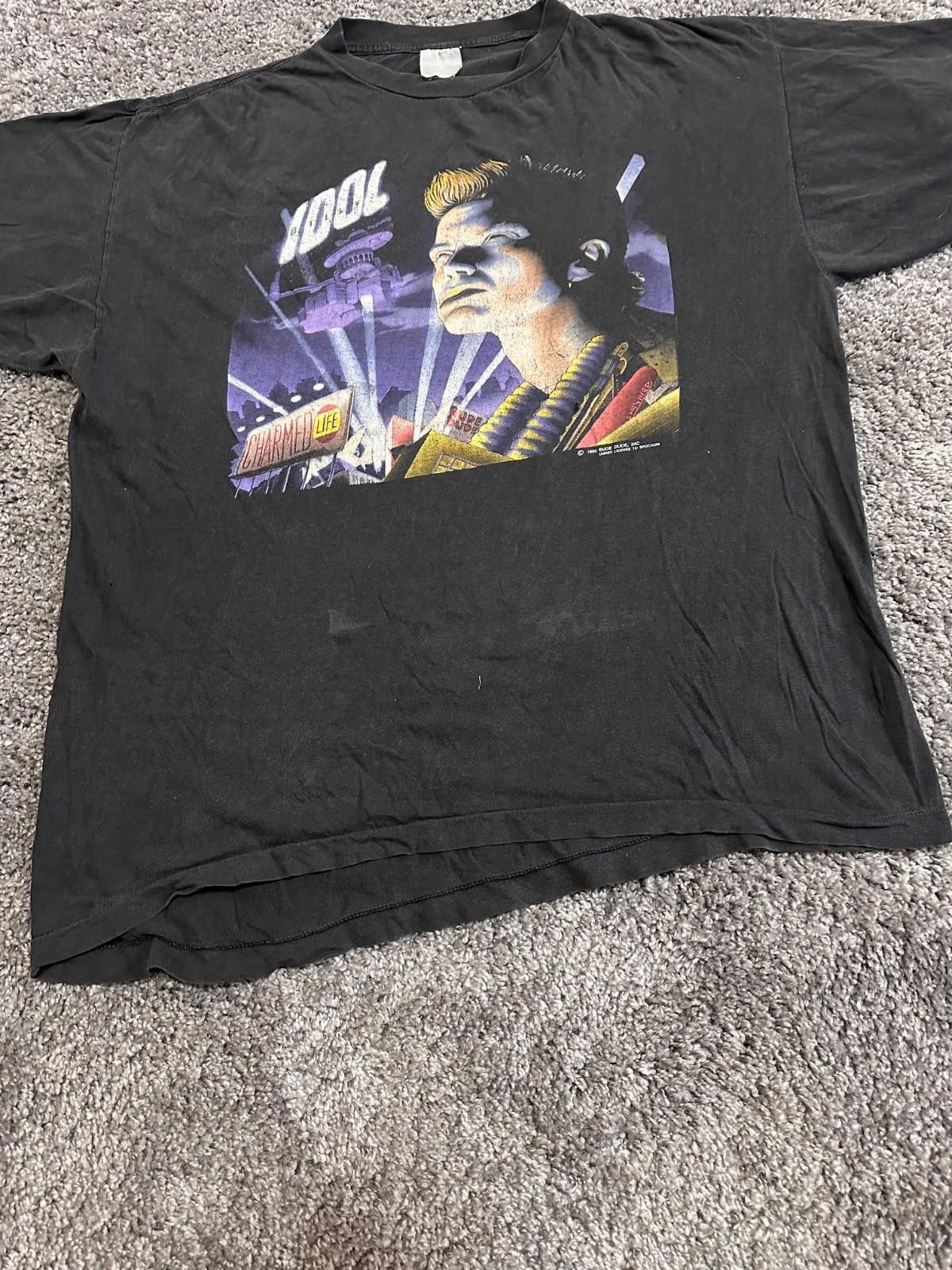Brockum 90s Vintage Billy Idol 1990 Charmed Life Tour Faded T-Shirt Size US M / EU 48-50 / 2 - 2 Thumbnail