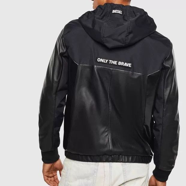 Diesel Diesel Black Sheepskin Waxed Leather Nylon Moto Jacket XXL Size US XXL / EU 58 / 5 - 9 Thumbnail