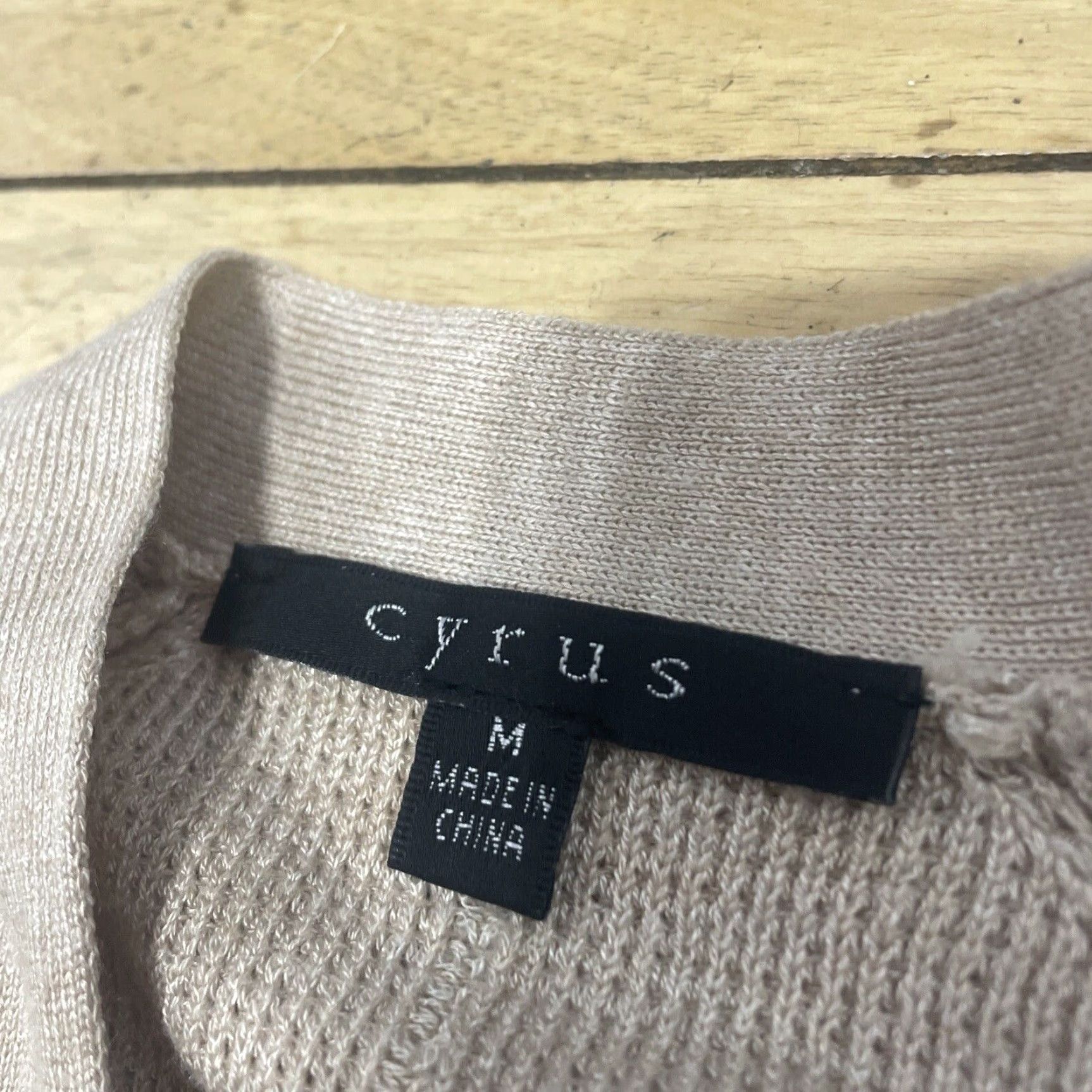 Vintage Cyrus Women M Open Front Cardigan Sweater Beige Tan Longline Chore Pockets Boho Size M / US 6-8 / IT 42-44 - 4 Thumbnail