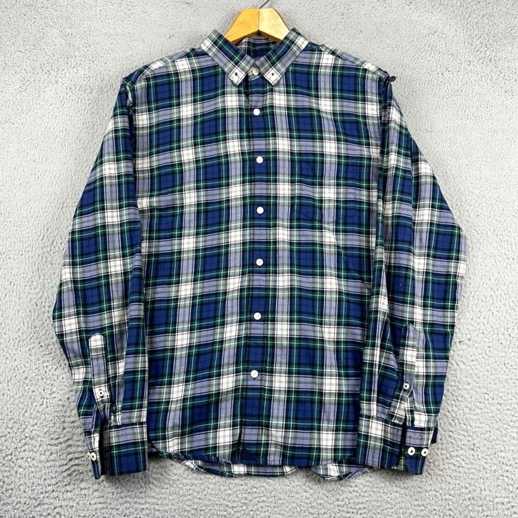UNTUCKit UNTUCKit Flannel Shirt Adult XL Blue Green Plaid Slim Fit Button Down Logo Mens Size US XL / EU 56 / 4 - 3 Thumbnail