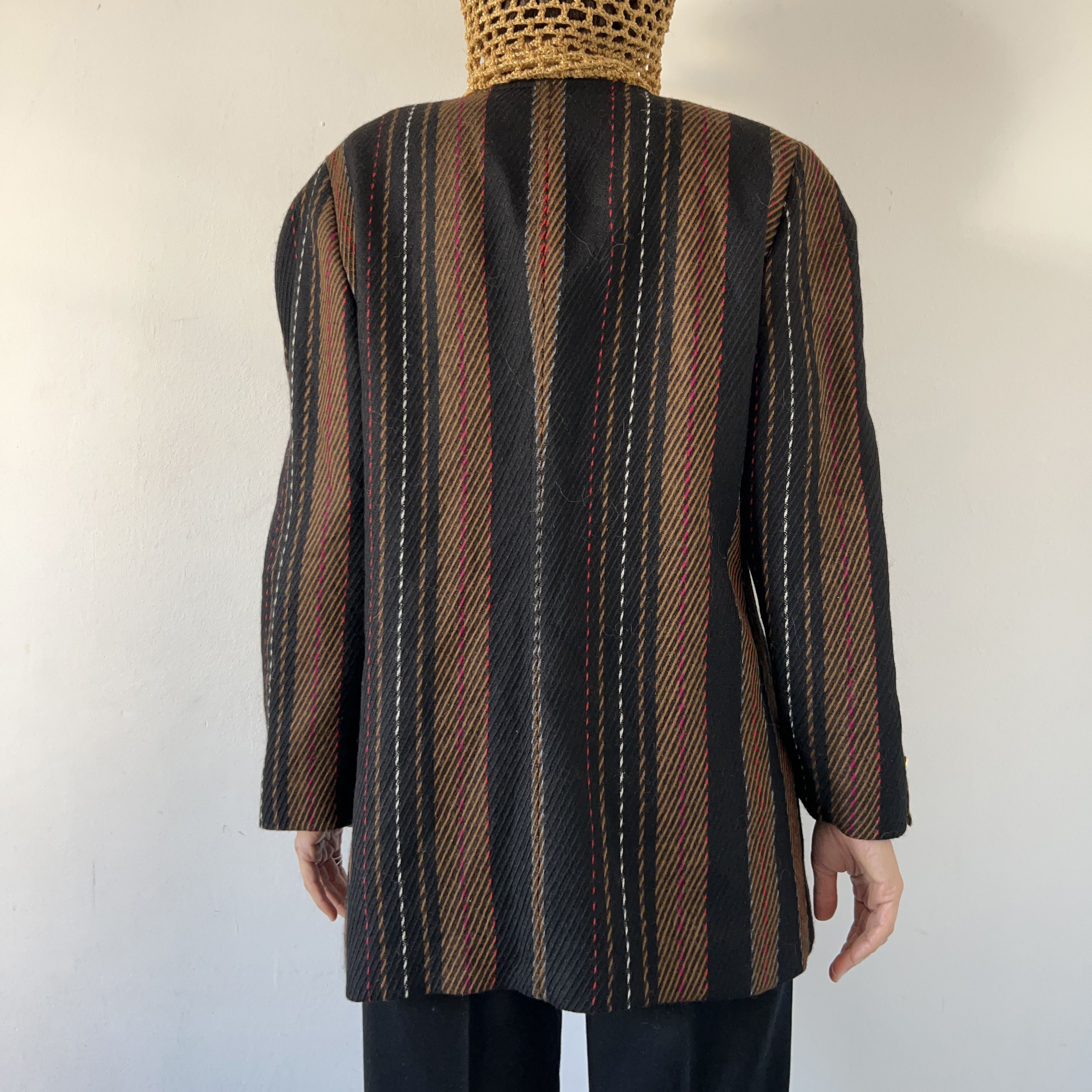 Vintage Vintage 90s Alpaca Wool Striped Jacket Size XL / US 12-14 / IT 48-50 - 2 Thumbnail
