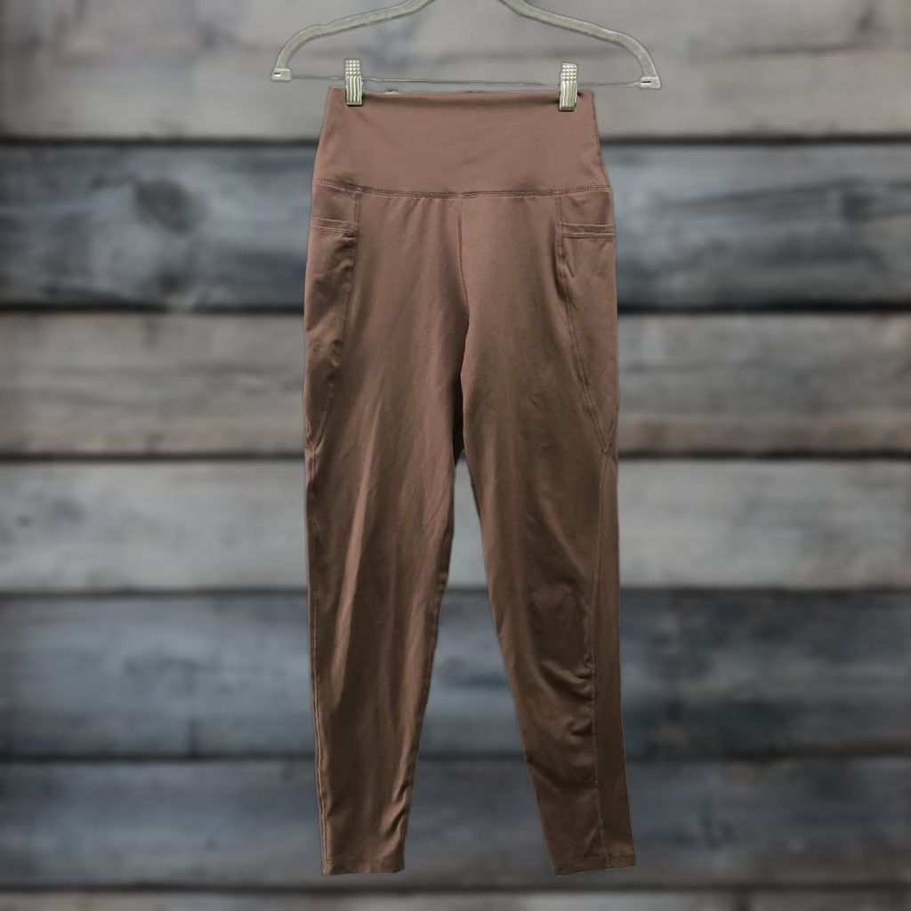 Vintage Sage Collective High Rise Leggings Womens S Brown Side Pockets Ankle Yoga Size 28" / US 6 / IT 42 - 1 Thumbnail