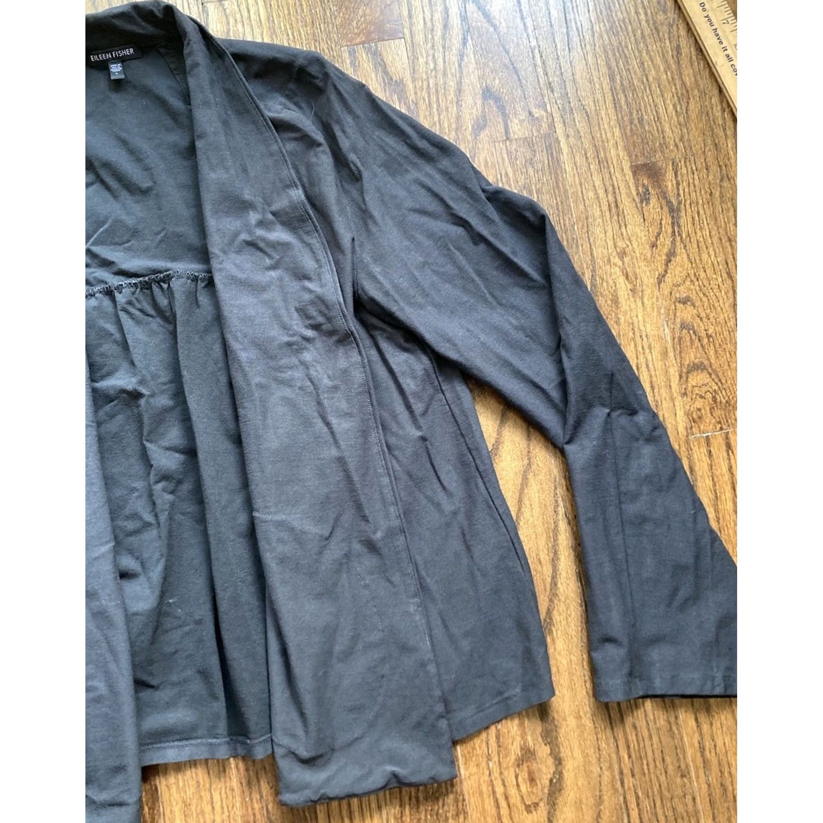 Eileen Fisher Eileen Fisher Cardigan Jacket Womens Large Open Front Dark Gray Stretch Size L / US 10 / IT 46 - 3 Thumbnail