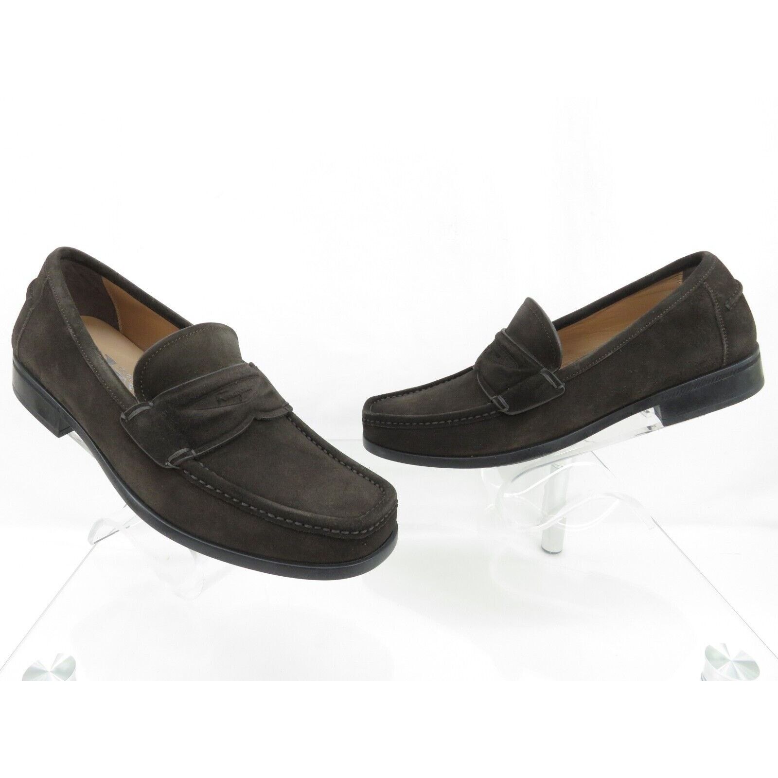 Salvatore Ferragamo LANZAROTE HICKORY BROWN SUEDE MOCCASIN PENNY LOAFERS 8 EE Size US 8 / EU 41 - 7 Thumbnail