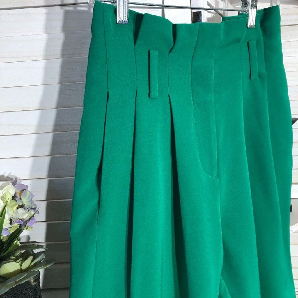 REVOLVE Revolve pants high waist wide legs green pleated S Size 27" / US 4 / IT 40 - 3 Thumbnail