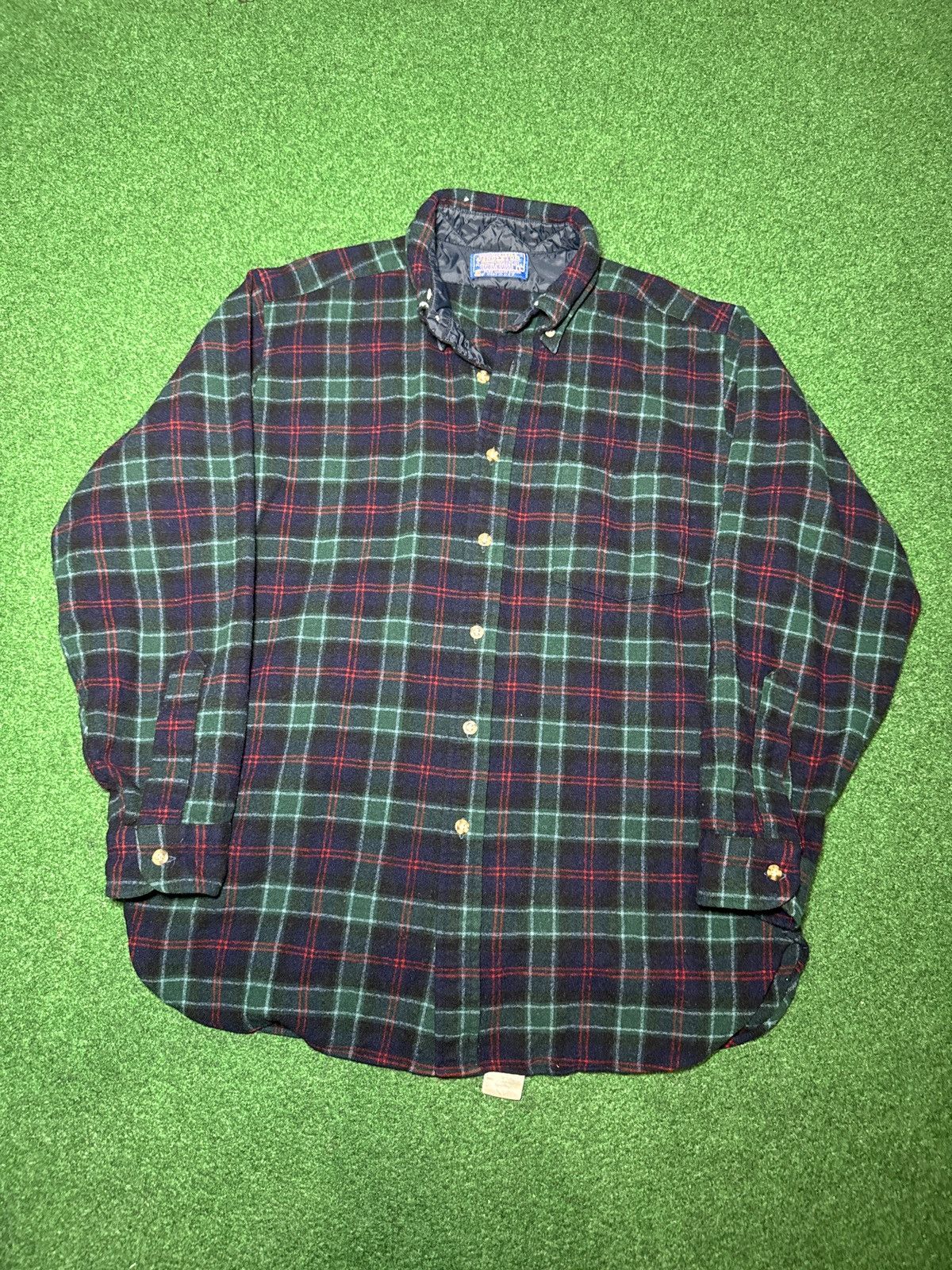 Vintage Pendleton Wool Plaid Button Up Large Flannel Shirt