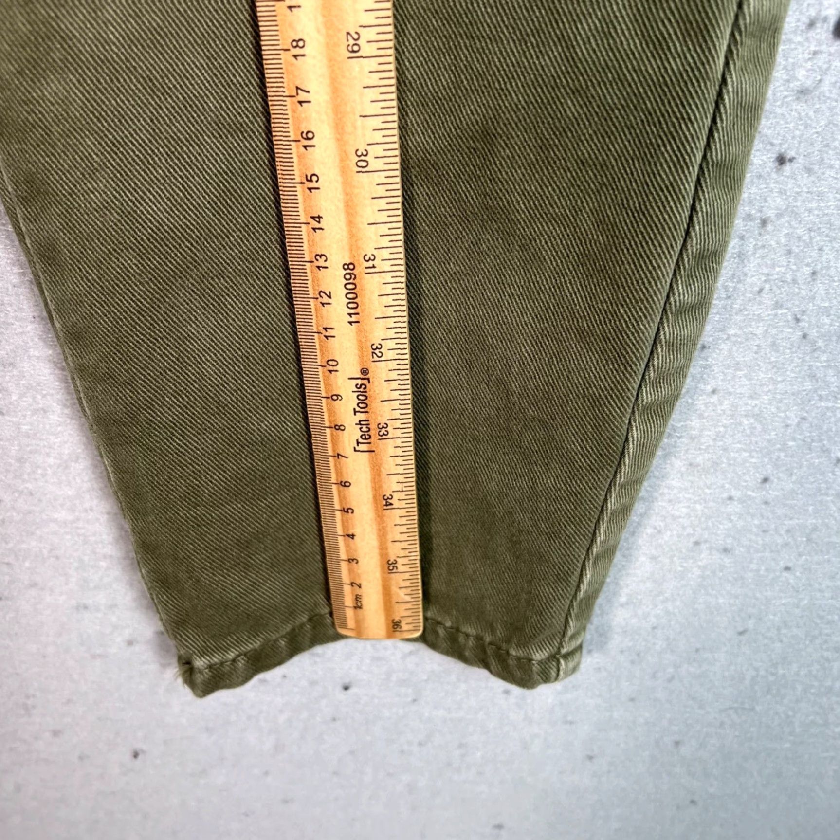 Zara Zara Womens Paperbag Pants Olive Green 100% Cotton High-Waisted Size 2 Tapered Inseam 25 in Womens Size 26" / US 2 / IT 38 - 6 Thumbnail