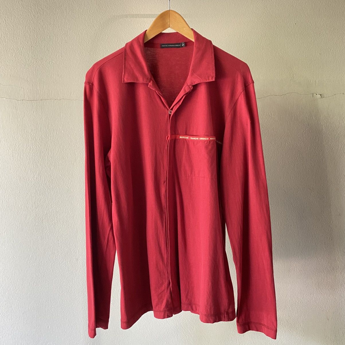 Marithe + Francois Girbaud MARITHE FRANÇOIS GIRBAUD Red Zip-Detail Long Sleeve Shirt Size US L / EU 52-54 / 3 - 3 Thumbnail