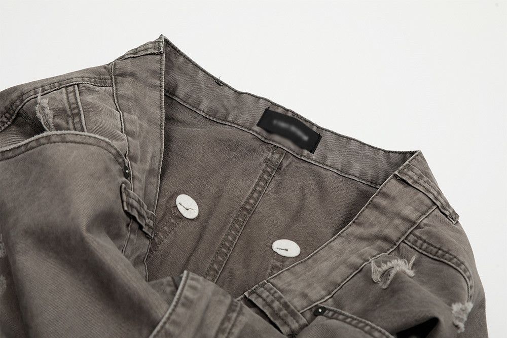 Japanese Brand × Jean Men's washed damaged straight loose wide-leg ripped jeans Size US 32 / EU 48 - 5 Thumbnail