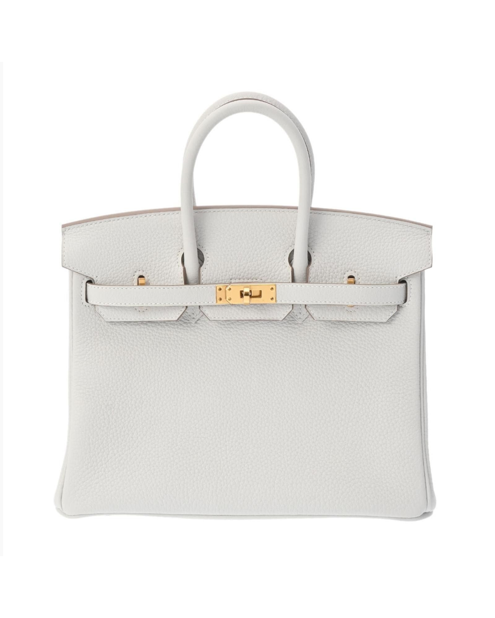 image of Hermes Exquisite White Leather Handbag With Gold Hardware, Women's