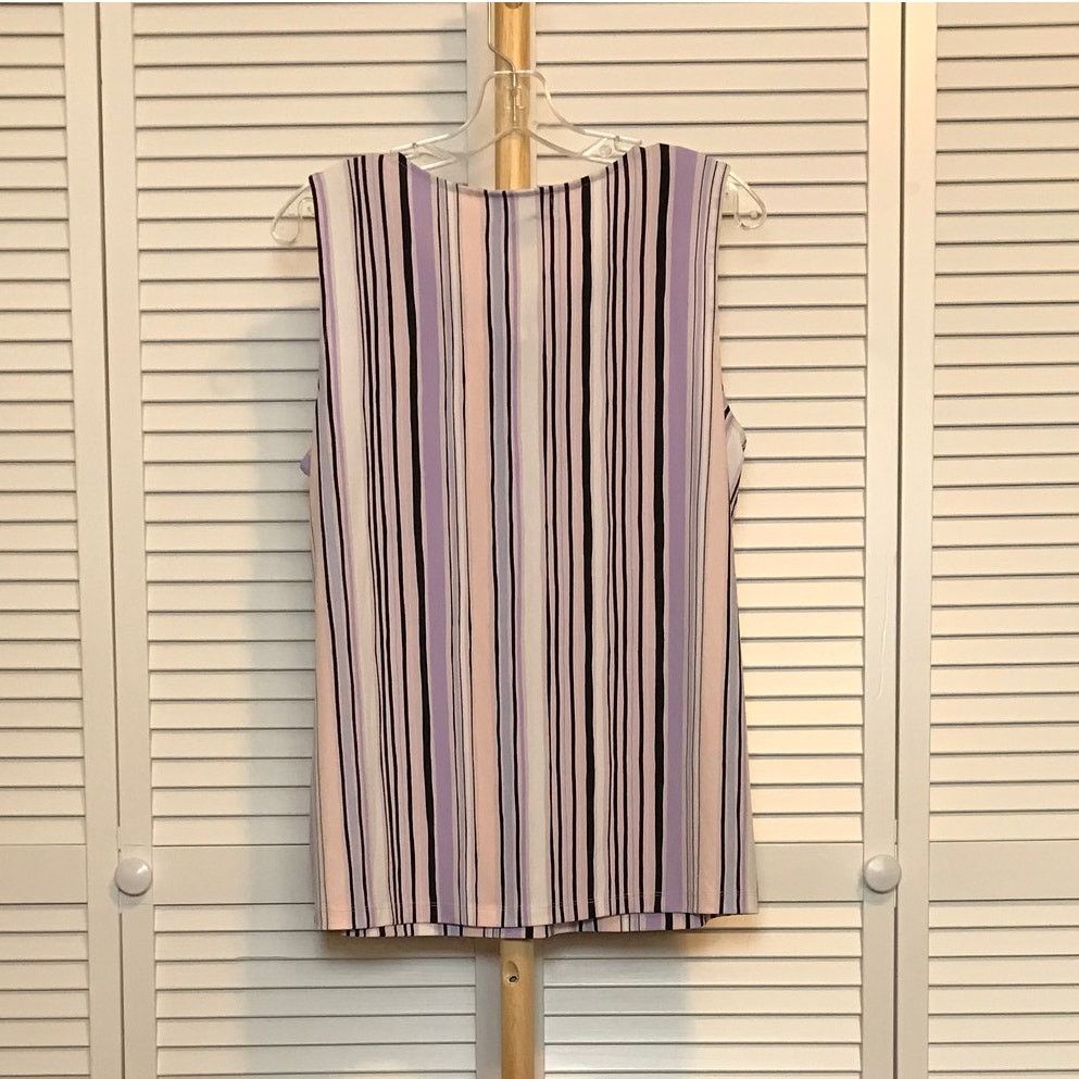 Liz Claiborne Liz Claiborne Career Scoop Striped Sleeveless Blouse L Size L / US 10 / IT 46 - 2 Thumbnail