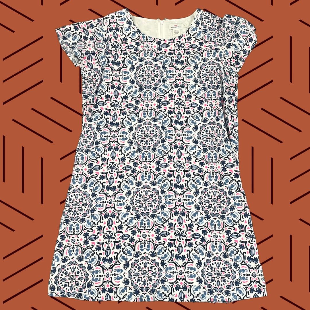 Vineyard Vines Vineyard Vines Women's Dress Large Abstract Shell Seahorse Linen Blend Beach Casual Party Summer Size L / US 10 / IT 46 - 1 Thumbnail