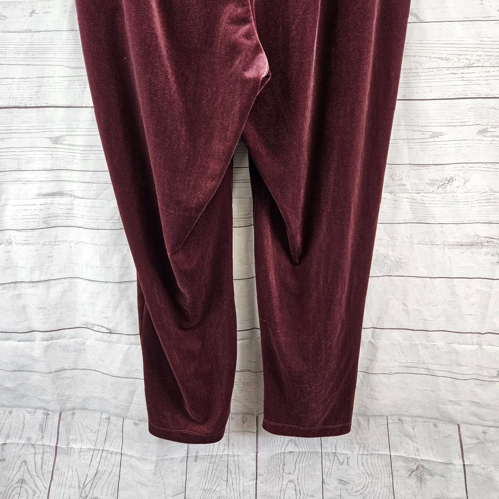 Loft Ann Taylor LOFT Womens Velvet Ankle Pants Small Burgundy Pull On High Rise Womens Size 28" / US 6 / IT 42 - 5 Thumbnail