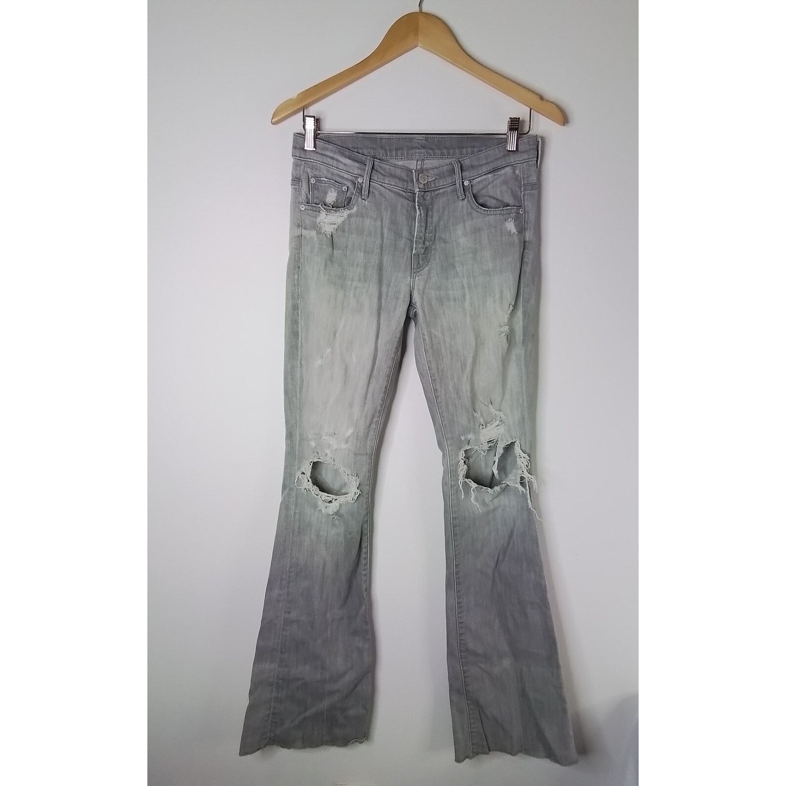 MOTHER Mother Denim Jeans Women's 30 Gray Flare Distressed Size 30" / US 8 / IT 44 - 2 Thumbnail
