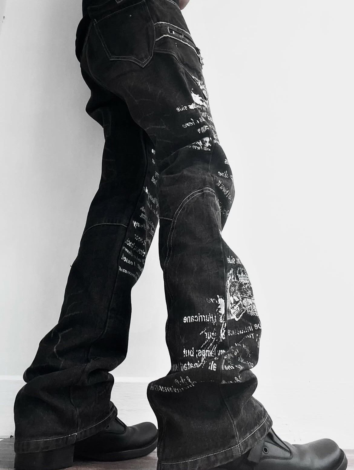 BERNINGS SHO 2000s Berning Sho Avant-Garde Flared Jeans Size US 32 / EU 48 - 3 Thumbnail