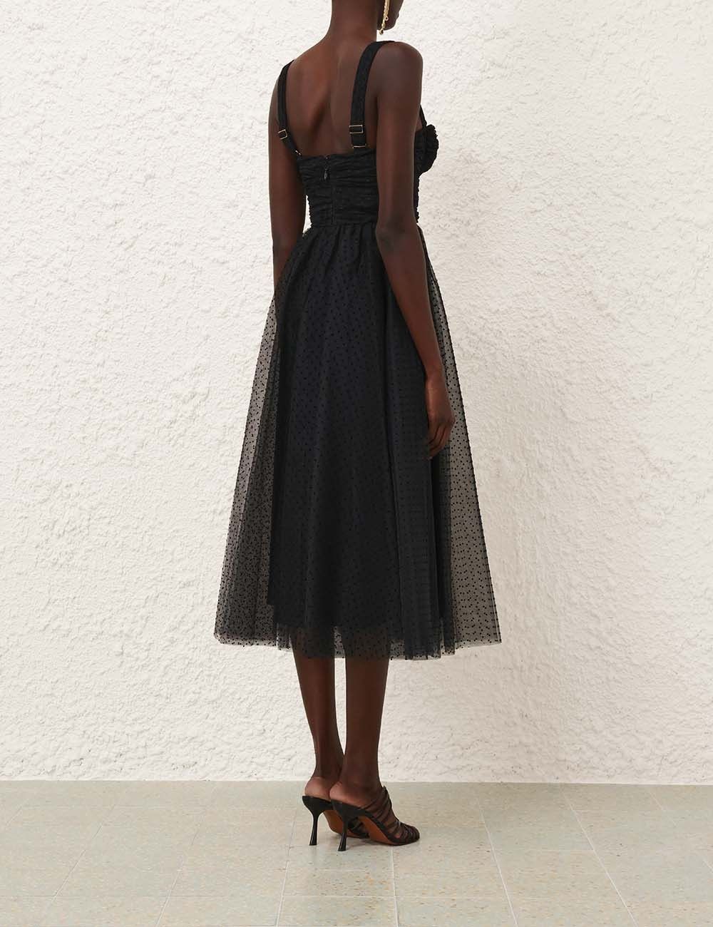 Zimmermann oc11z0825 Tulle Midi Dress in Black Size XS / US 0-2 / IT 36-38 - 4 Thumbnail