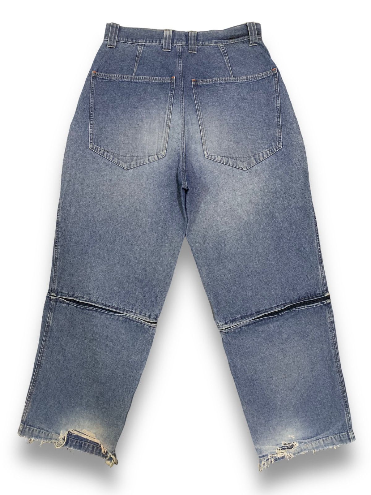 JNCO Vintage Soul USA Blue Washed Baggy Distressed Jorts Jeans Size US 31 - 3 Thumbnail
