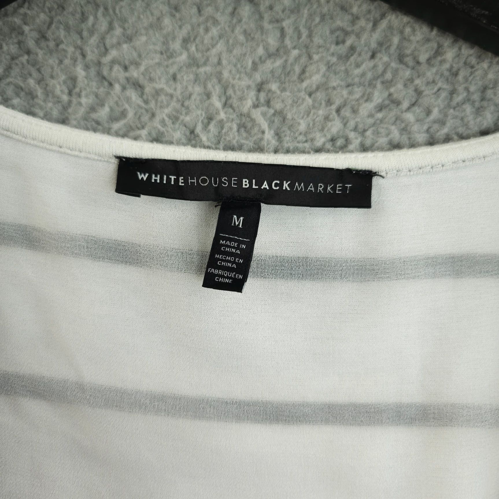White House Black Market White House Black Market Cardigan M White Black Striped Sheer Hem Waterfall Top Size M / US 6-8 / IT 42-44 - 3 Thumbnail
