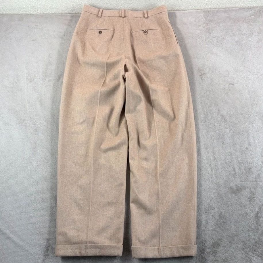Polo Ralph Lauren Polo Ralph Lauren Wide-Leg Herringbone Pants Beige Wool 12 Women Size 34" / US 12 / IT 48 - 7 Thumbnail