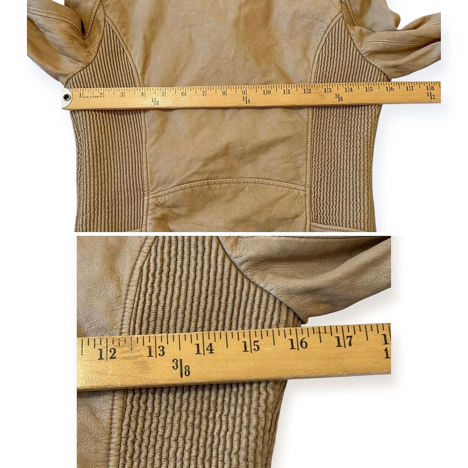 Iro IRO Evana Double Zip Leather Biker/Moto Jacket in Beige, Si Size XS / US 0-2 / IT 36-38 - 14 Thumbnail