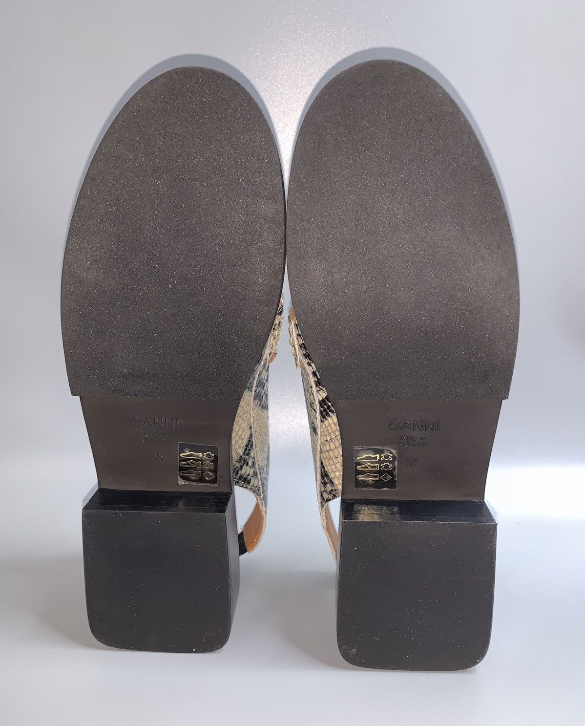 Ganni Ganni Snake-Embossed Leather Sling Back Loafer Size US 8 / IT 38 - 10 Thumbnail