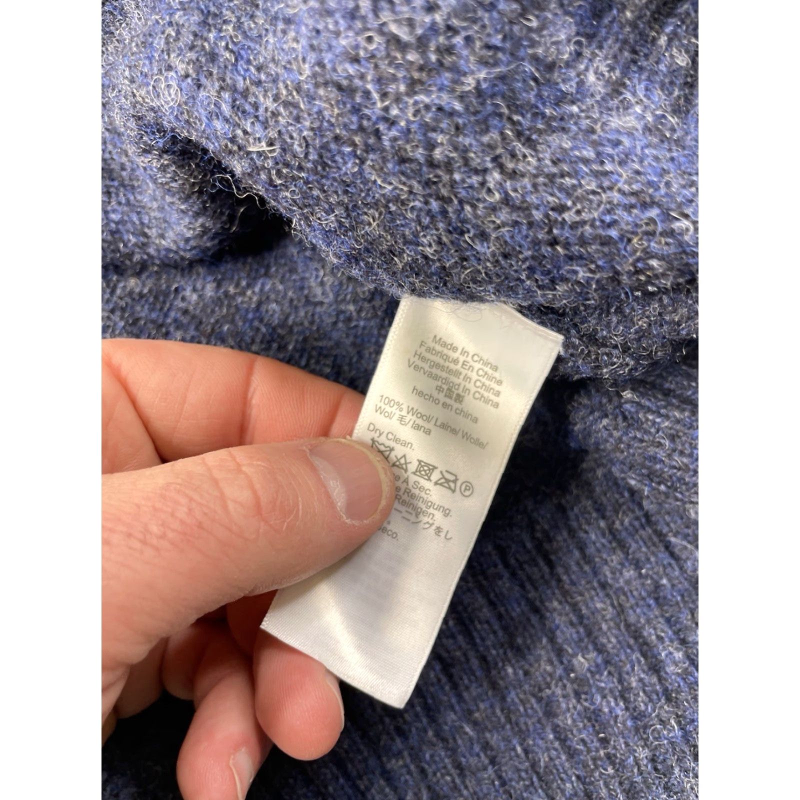 J.Crew J.CREW Sweater Pullover Mens Large Wool 100% Brushed Polo Collar Solid Blue Navy Heather Pacific Blue Size US L / EU 52-54 / 3 - 7 Thumbnail
